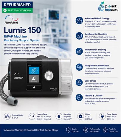 ResMed Lumis 150 Bipap Machine Respiratory Support System