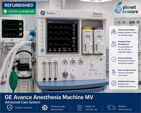 GE Avance Anesthesia Machine MV Advanced Care System